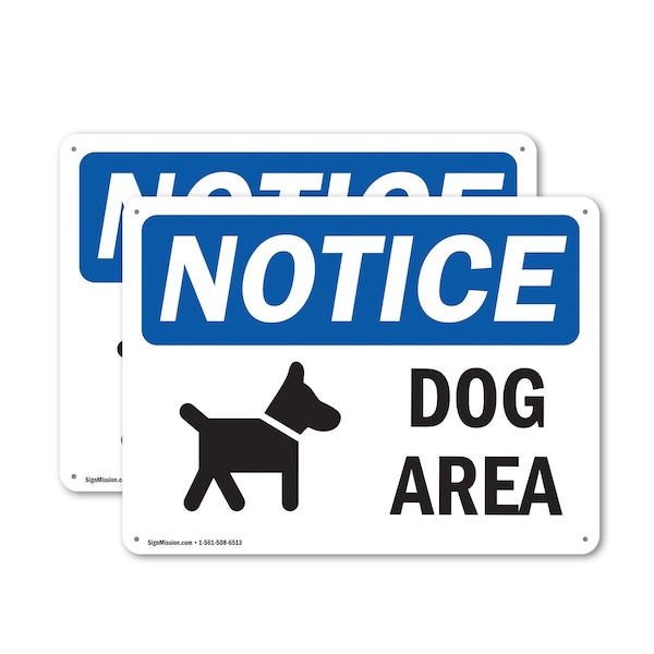 Signmission Dog Area, 10 in W x Rectangle, Plastic OS-2PACK-NS-P-710-L-15491 - main